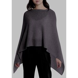 InCashmere Gray 100% Cashmere Topper Poncho Shawl One Size Soft Cozy Luxe Layer